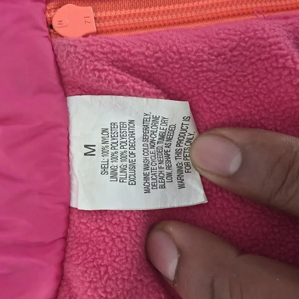 Dog Coat Jacket Medium Pink Quilted Nylon Fleece Lined Pet Vest Winter